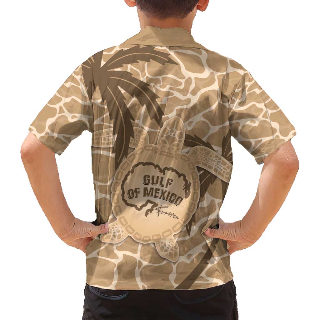 Gulf of Mexico Forever Family Matching Puletasi and Hawaiian Shirt Mexican Turtle Brown Version