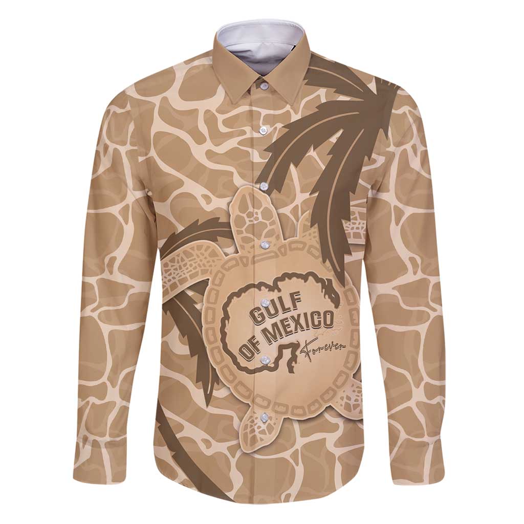 Gulf of Mexico Forever Family Matching Puletasi and Hawaiian Shirt Mexican Turtle Brown Version