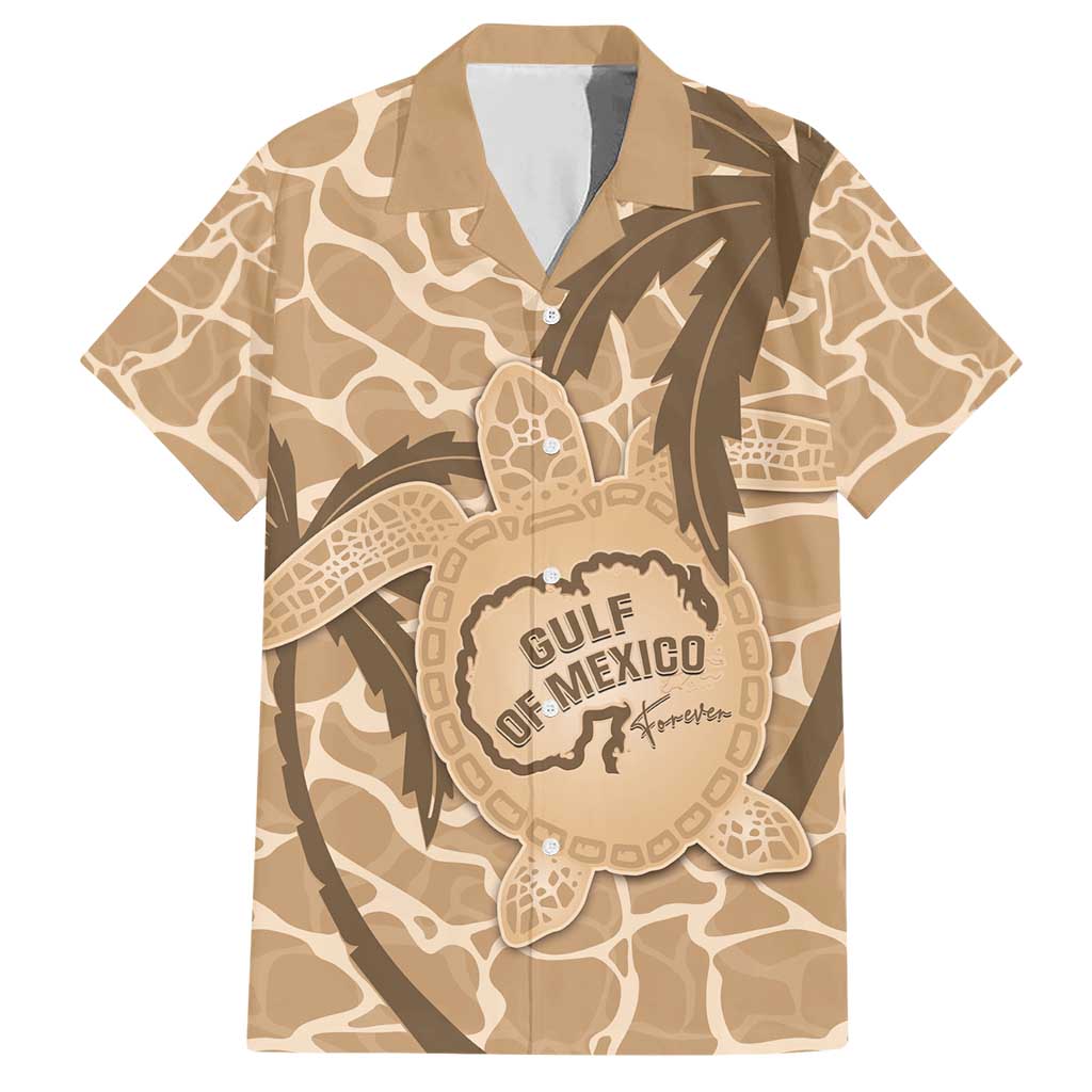 Gulf of Mexico Forever Family Matching Short Sleeve Bodycon Dress and Hawaiian Shirt Mexican Turtle Brown Version