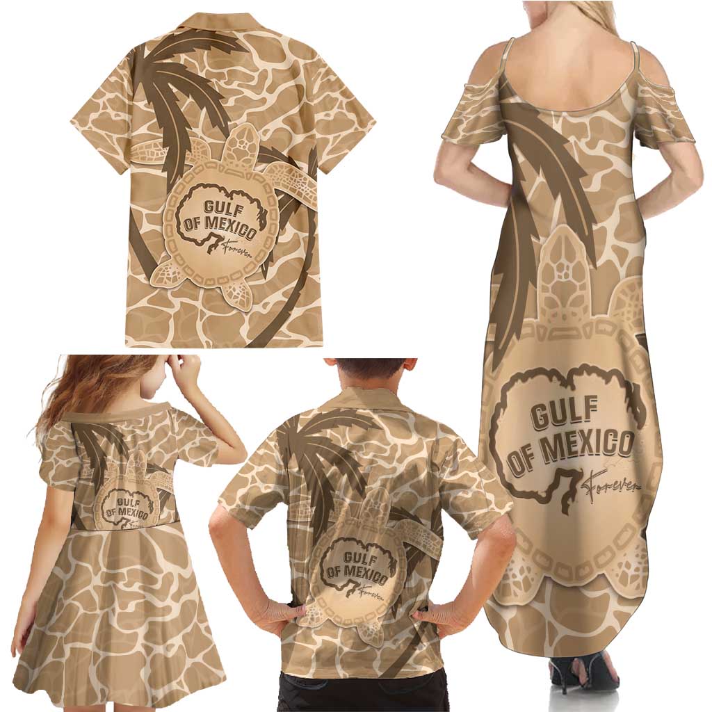 Gulf of Mexico Forever Family Matching Summer Maxi Dress and Hawaiian Shirt Mexican Turtle Brown Version