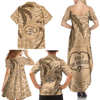Gulf of Mexico Forever Family Matching Summer Maxi Dress and Hawaiian Shirt Mexican Turtle Brown Version