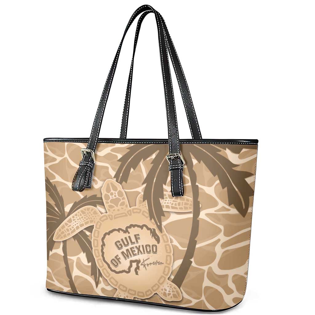 Gulf of Mexico Forever Leather Tote Bag Mexican Turtle Brown Version