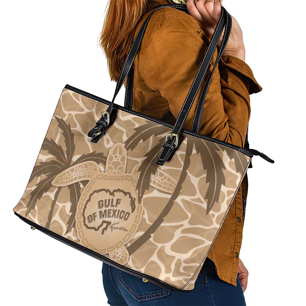 Gulf of Mexico Forever Leather Tote Bag Mexican Turtle Brown Version