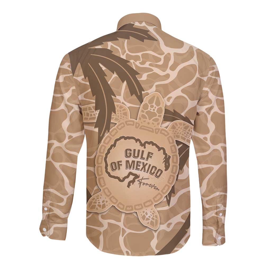Gulf of Mexico Forever Long Sleeve Button Shirt Mexican Turtle Brown Version