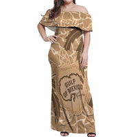 Gulf of Mexico Forever Off Shoulder Maxi Dress Mexican Turtle Brown Version