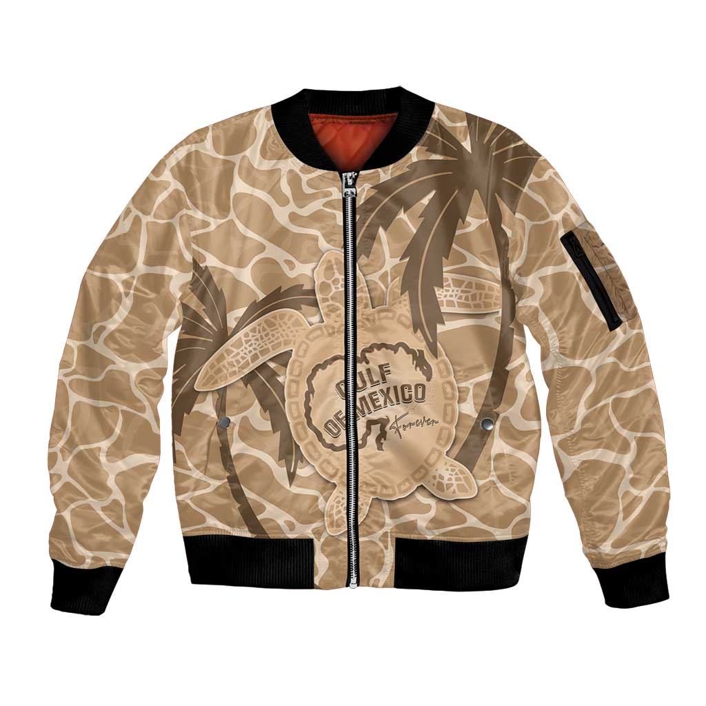 Gulf of Mexico Forever Sleeve Zip Bomber Jacket Mexican Turtle Brown Version