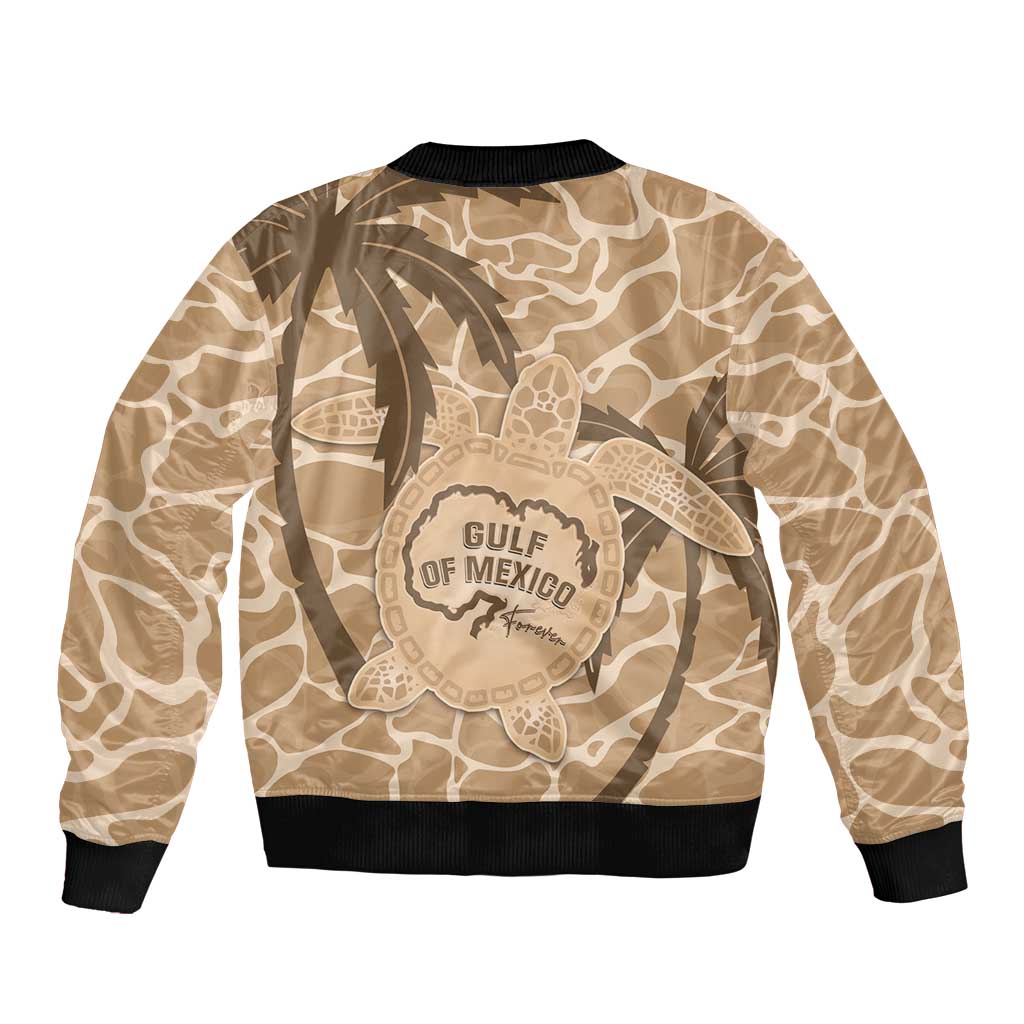 Gulf of Mexico Forever Sleeve Zip Bomber Jacket Mexican Turtle Brown Version