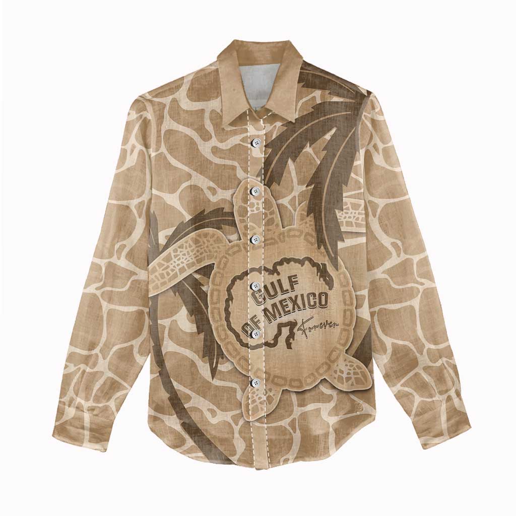 Gulf of Mexico Forever Women Casual Shirt Mexican Turtle Brown Version