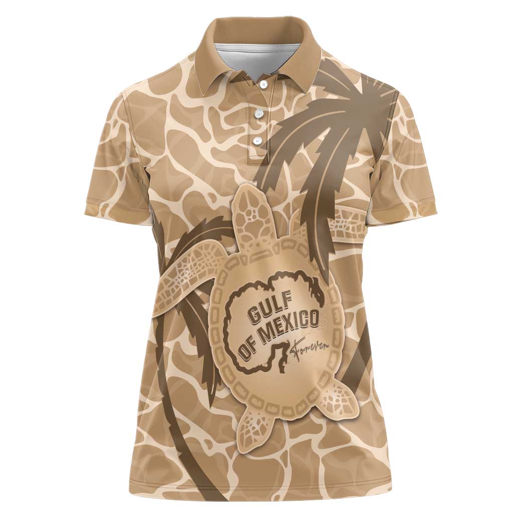 Gulf of Mexico Forever Women Polo Shirt Mexican Turtle Brown Version