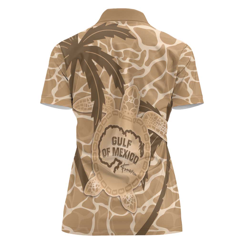 Gulf of Mexico Forever Women Polo Shirt Mexican Turtle Brown Version