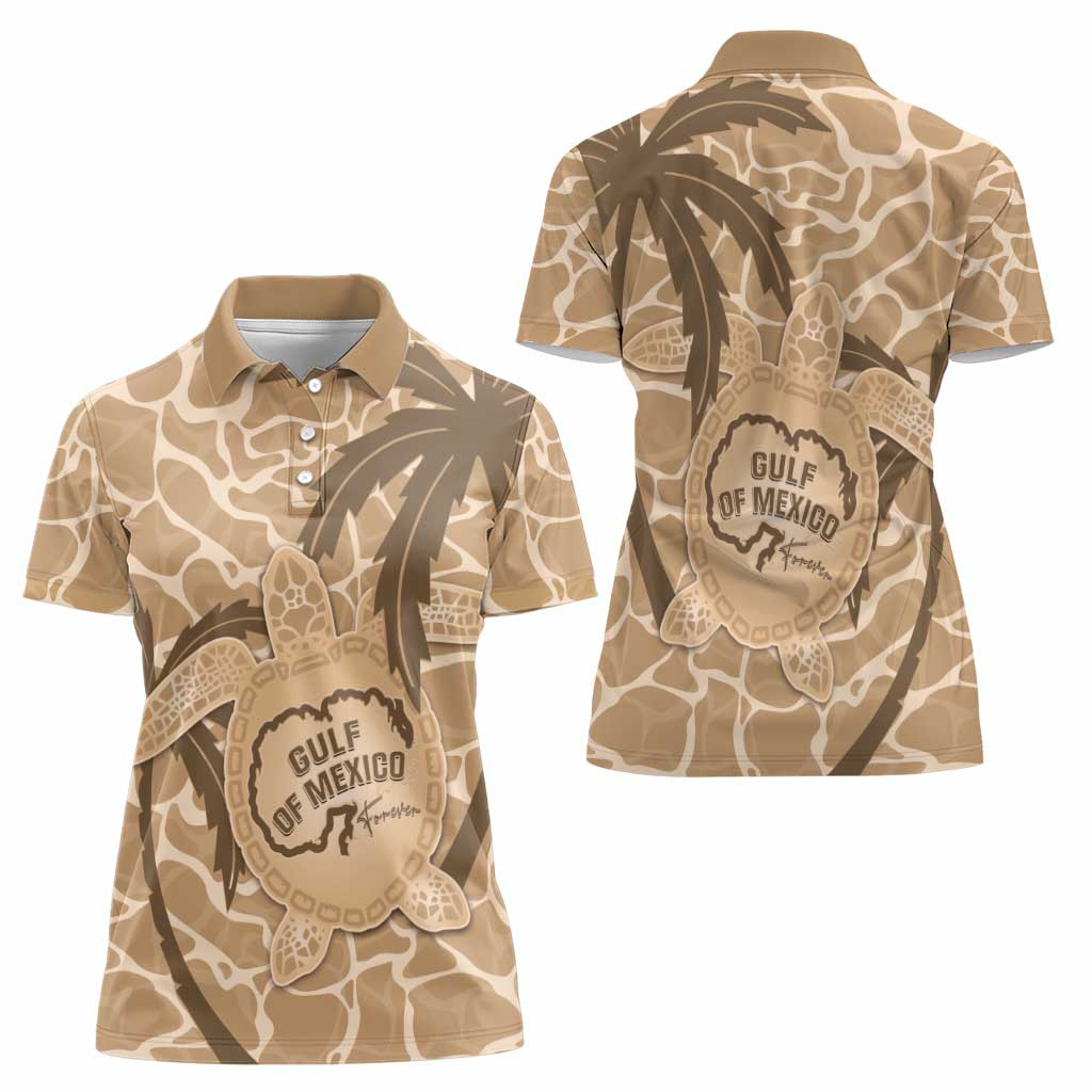 Gulf of Mexico Forever Women Polo Shirt Mexican Turtle Brown Version