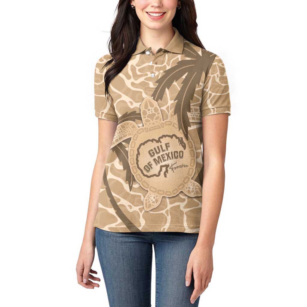 Gulf of Mexico Forever Women Polo Shirt Mexican Turtle Brown Version