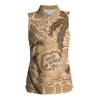 Gulf of Mexico Forever Women Sleeveless Polo Shirt Mexican Turtle Brown Version