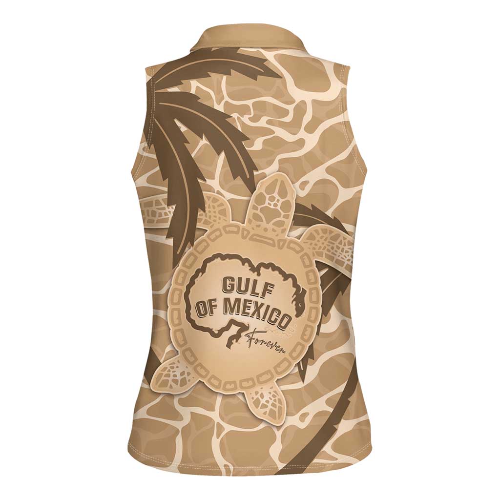Gulf of Mexico Forever Women Sleeveless Polo Shirt Mexican Turtle Brown Version