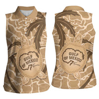 Gulf of Mexico Forever Women Sleeveless Polo Shirt Mexican Turtle Brown Version