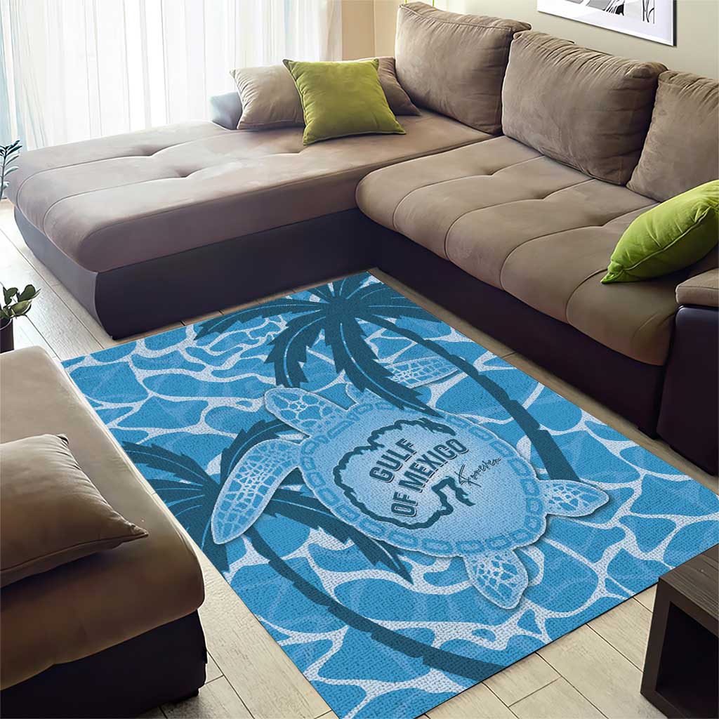 Gulf of Mexico Forever Area Rug Mexican Turtle Blue Version