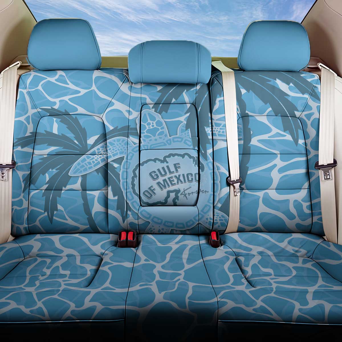 Gulf of Mexico Forever Back Car Seat Cover Mexican Turtle Blue Version