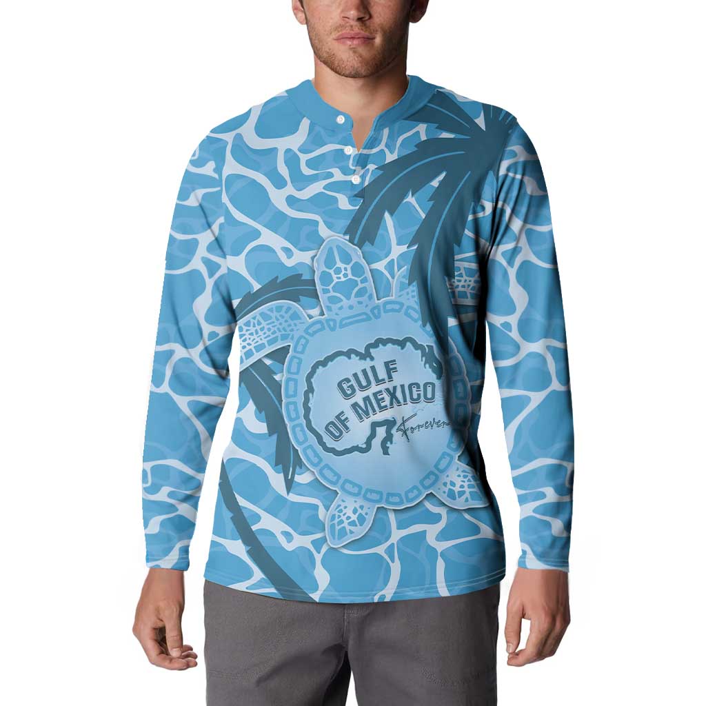 Gulf of Mexico Forever Button Sweatshirt Mexican Turtle Blue Version