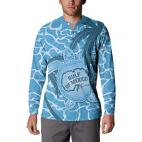 Gulf of Mexico Forever Button Sweatshirt Mexican Turtle Blue Version
