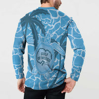 Gulf of Mexico Forever Button Sweatshirt Mexican Turtle Blue Version