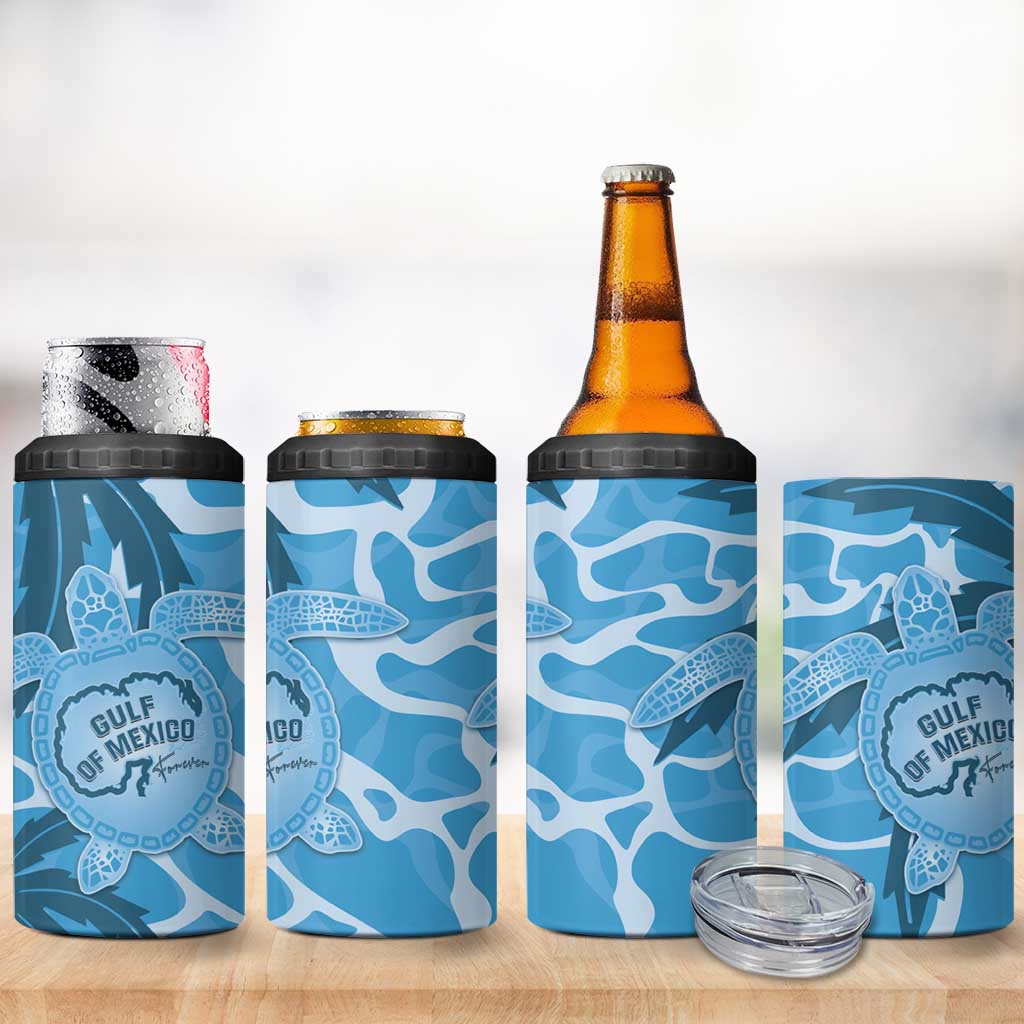 Gulf of Mexico Forever 4 in 1 Can Cooler Tumbler Mexican Turtle Blue Version