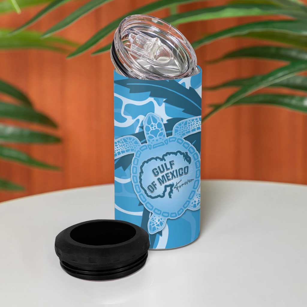 Gulf of Mexico Forever 4 in 1 Can Cooler Tumbler Mexican Turtle Blue Version