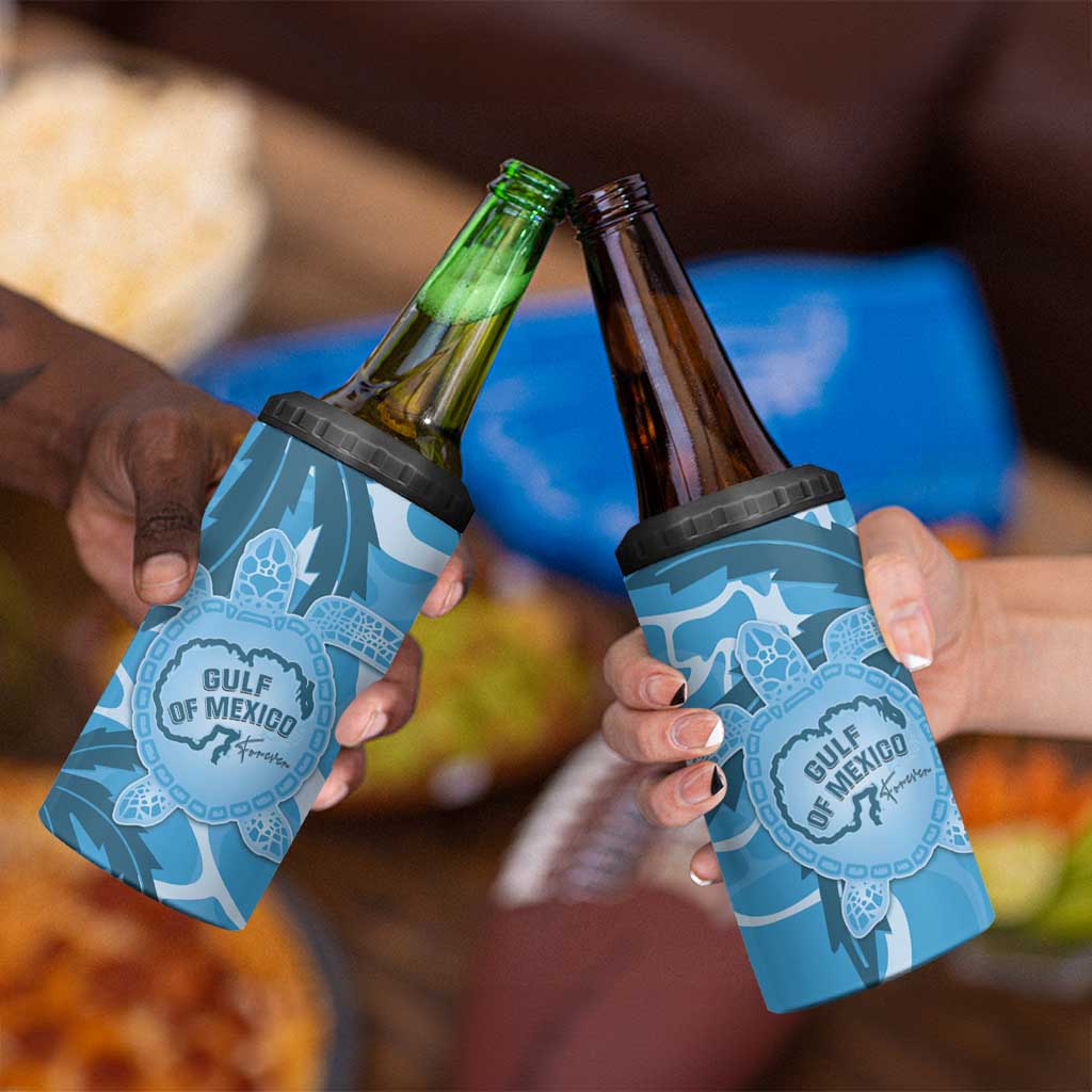 Gulf of Mexico Forever 4 in 1 Can Cooler Tumbler Mexican Turtle Blue Version