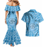 Gulf of Mexico Forever Couples Matching Mermaid Dress and Hawaiian Shirt Mexican Turtle Blue Version
