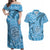 Gulf of Mexico Forever Couples Matching Off Shoulder Maxi Dress and Hawaiian Shirt Mexican Turtle Blue Version