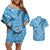Gulf of Mexico Forever Couples Matching Off Shoulder Short Dress and Hawaiian Shirt Mexican Turtle Blue Version