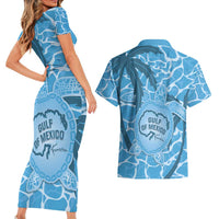 Gulf of Mexico Forever Couples Matching Short Sleeve Bodycon Dress and Hawaiian Shirt Mexican Turtle Blue Version