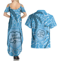 Gulf of Mexico Forever Couples Matching Summer Maxi Dress and Hawaiian Shirt Mexican Turtle Blue Version