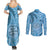 Gulf of Mexico Forever Couples Matching Summer Maxi Dress and Long Sleeve Button Shirt Mexican Turtle Blue Version