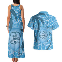 Gulf of Mexico Forever Couples Matching Tank Maxi Dress and Hawaiian Shirt Mexican Turtle Blue Version