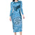 Gulf of Mexico Forever Family Matching Long Sleeve Bodycon Dress and Hawaiian Shirt Mexican Turtle Blue Version