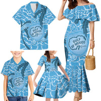 Gulf of Mexico Forever Family Matching Mermaid Dress and Hawaiian Shirt Mexican Turtle Blue Version