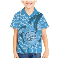 Gulf of Mexico Forever Family Matching Mermaid Dress and Hawaiian Shirt Mexican Turtle Blue Version