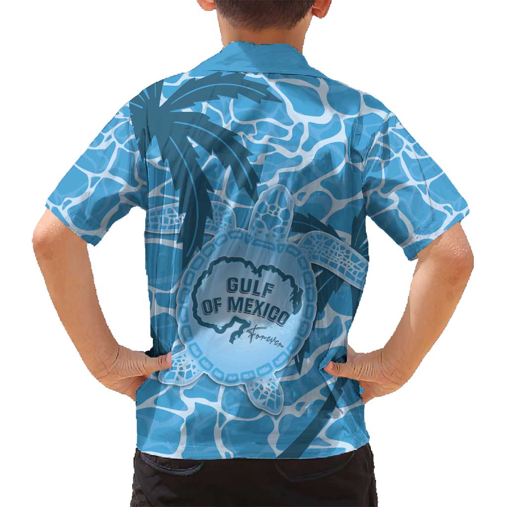 Gulf of Mexico Forever Family Matching Off Shoulder Maxi Dress and Hawaiian Shirt Mexican Turtle Blue Version