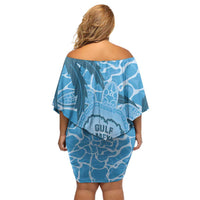 Gulf of Mexico Forever Family Matching Off Shoulder Short Dress and Hawaiian Shirt Mexican Turtle Blue Version