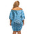 Gulf of Mexico Forever Family Matching Off Shoulder Short Dress and Hawaiian Shirt Mexican Turtle Blue Version