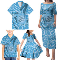 Gulf of Mexico Forever Family Matching Puletasi and Hawaiian Shirt Mexican Turtle Blue Version