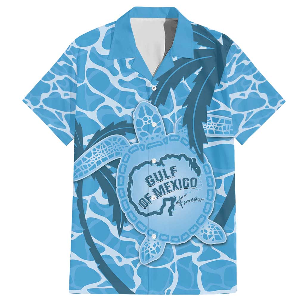 Gulf of Mexico Forever Family Matching Short Sleeve Bodycon Dress and Hawaiian Shirt Mexican Turtle Blue Version