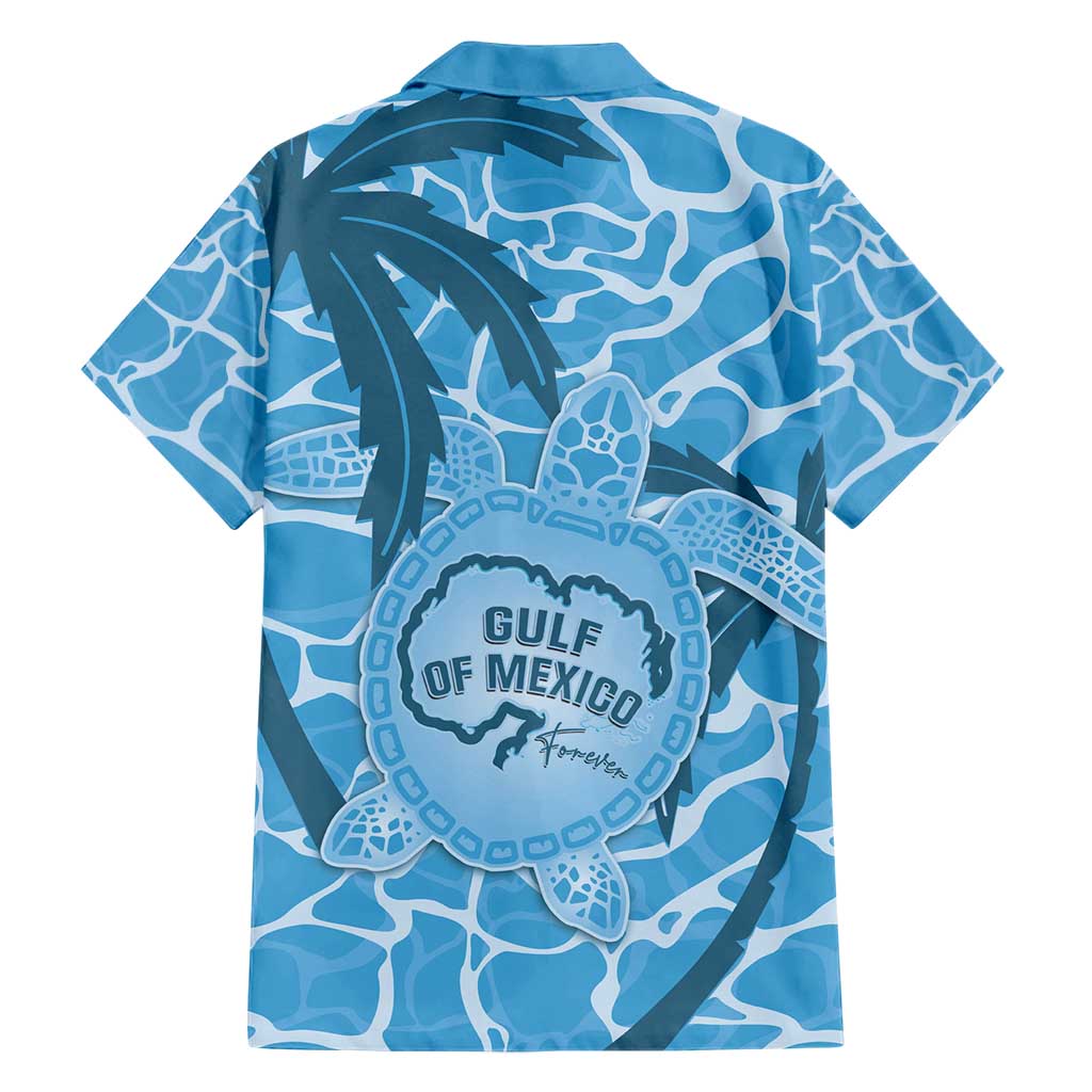 Gulf of Mexico Forever Family Matching Short Sleeve Bodycon Dress and Hawaiian Shirt Mexican Turtle Blue Version