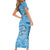 Gulf of Mexico Forever Family Matching Short Sleeve Bodycon Dress and Hawaiian Shirt Mexican Turtle Blue Version