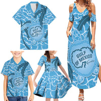 Gulf of Mexico Forever Family Matching Summer Maxi Dress and Hawaiian Shirt Mexican Turtle Blue Version