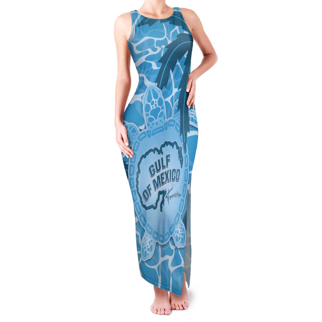 Gulf of Mexico Forever Family Matching Tank Maxi Dress and Hawaiian Shirt Mexican Turtle Blue Version