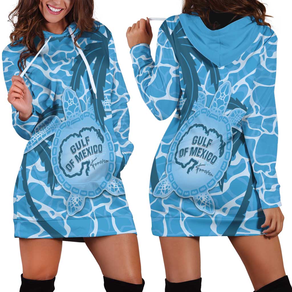 Gulf of Mexico Forever Hoodie Dress Mexican Turtle Blue Version