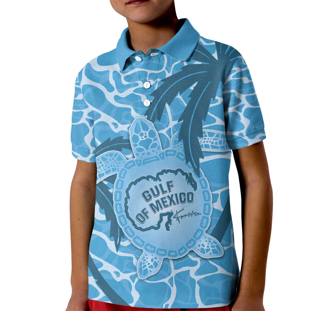 Gulf of Mexico Forever Kid Polo Shirt Mexican Turtle Blue Version