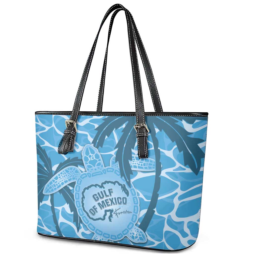 Gulf of Mexico Forever Leather Tote Bag Mexican Turtle Blue Version