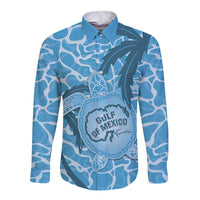 Gulf of Mexico Forever Long Sleeve Button Shirt Mexican Turtle Blue Version